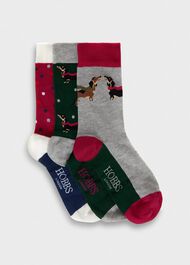 Winter Dachshund Sock Set, Pink Multi, hi-res