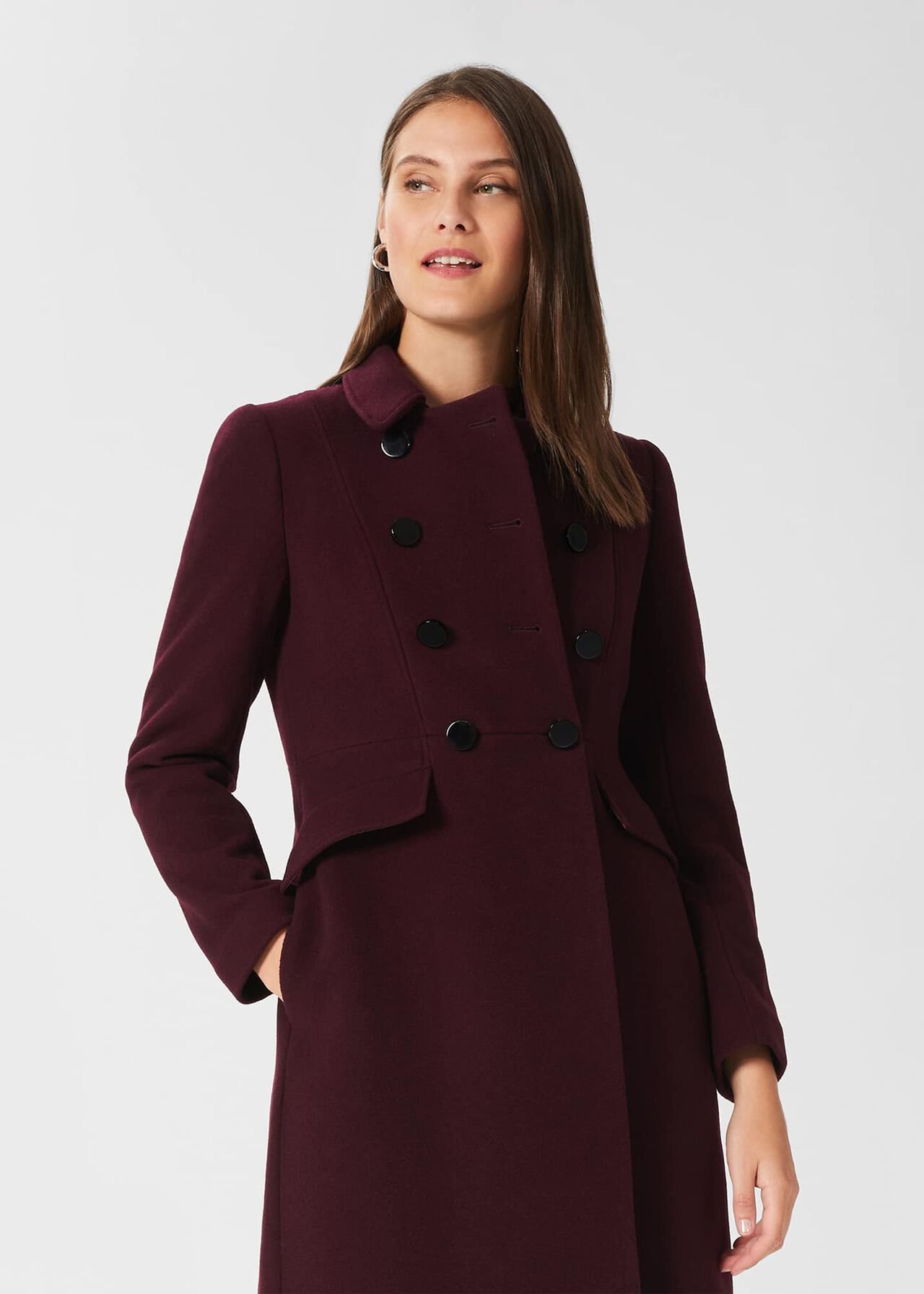 Janaya Wool Blend Coat, Mullberry Red, hi-res