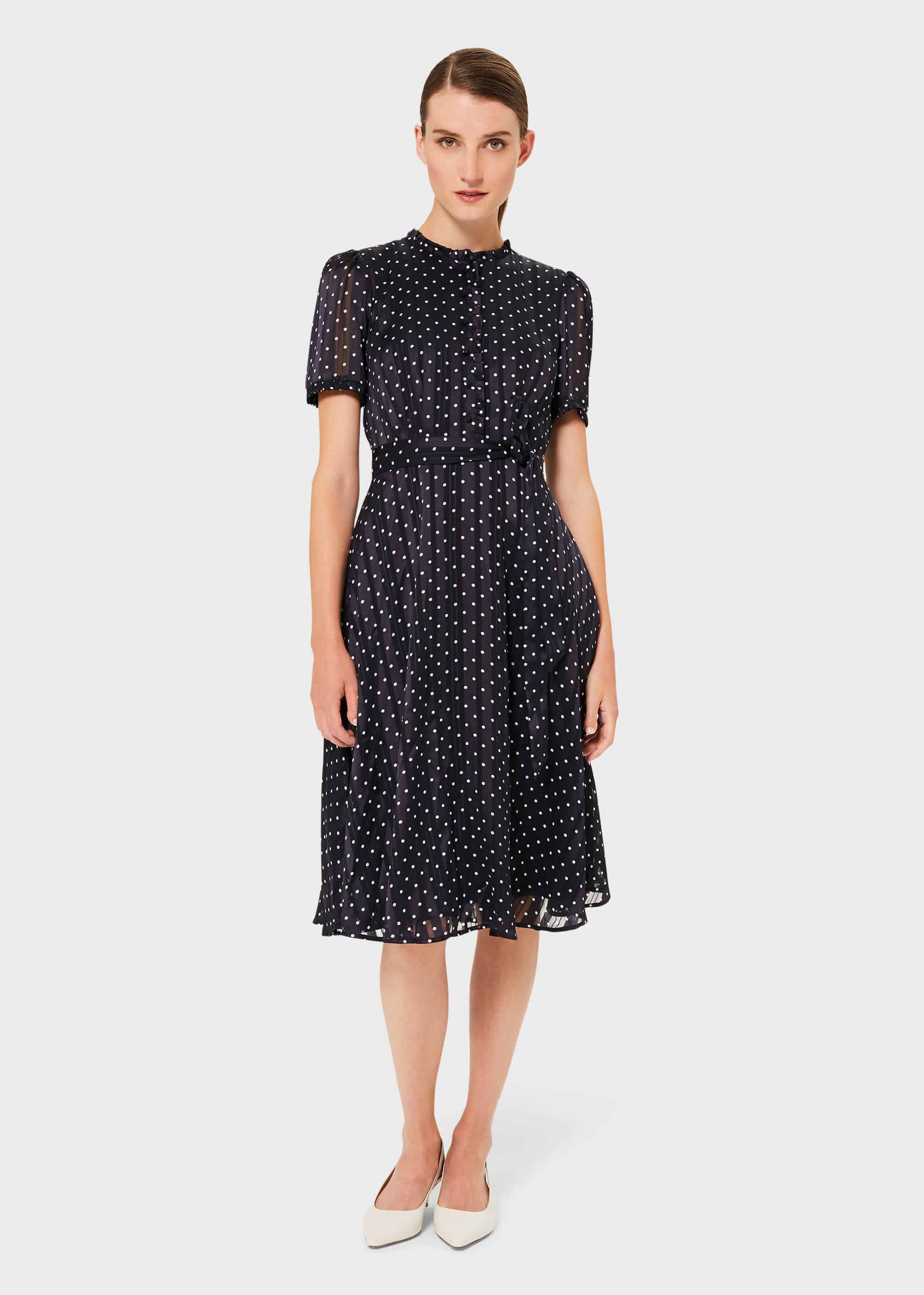 hobbs navy spot dress