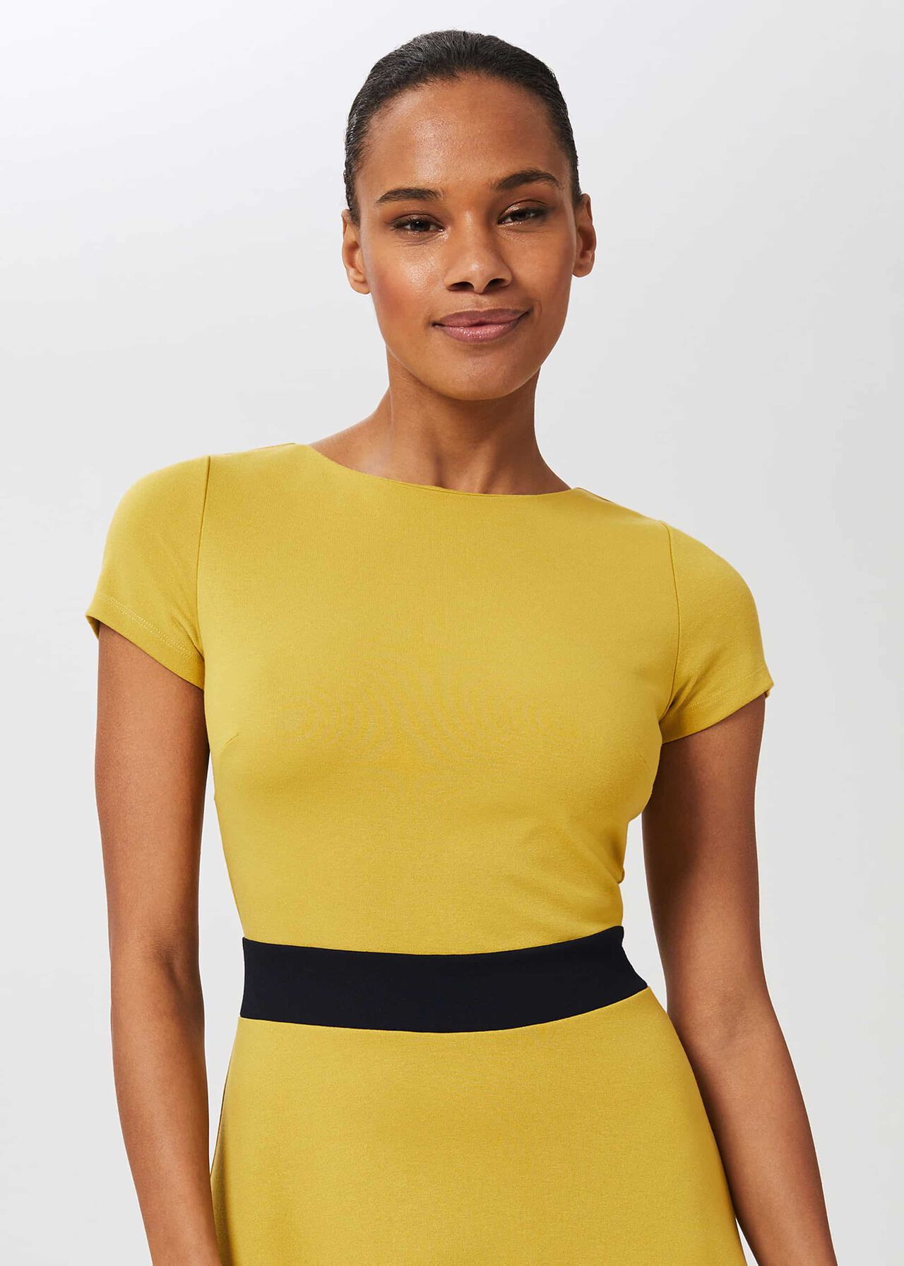 Seasalter Jersey Fit And Flare Dress, Yellow Nvy Whte, hi-res