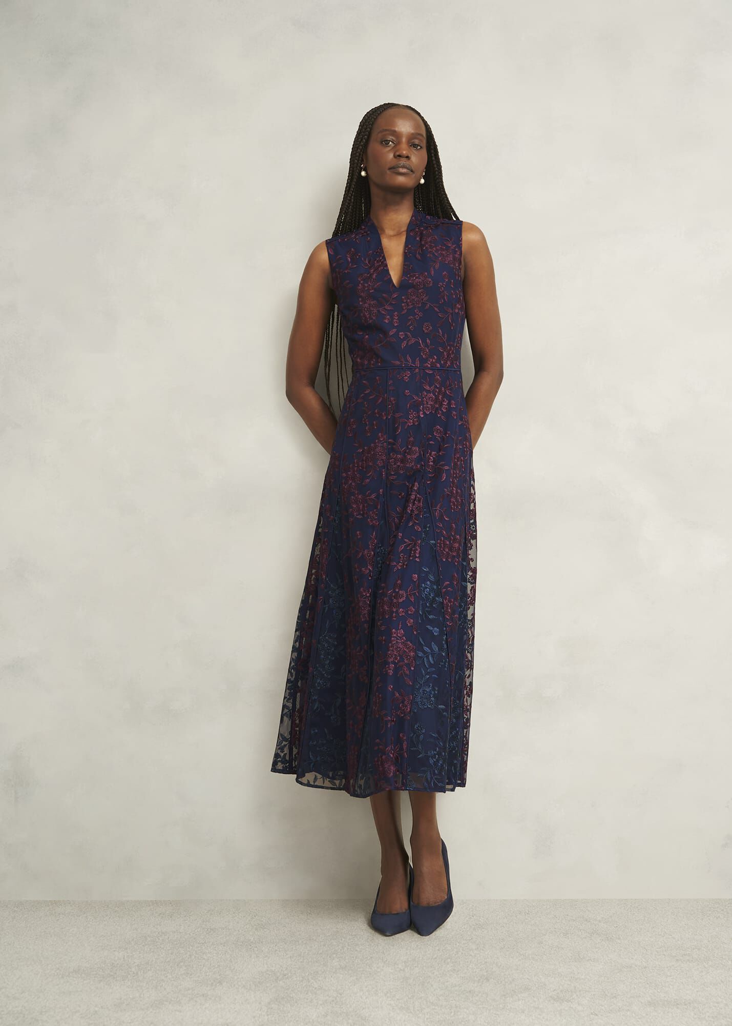 上品【Hobbs London】UK発 Quin 花 刺繍 レース ドレス Vネック Quin Embroidered Dress | Hobbs US |