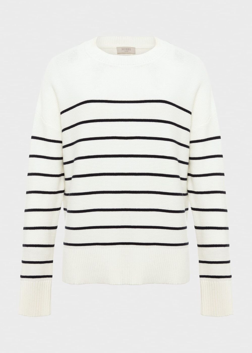 Ruby Cotton Button Jumper, Ivory Navy, hi-res