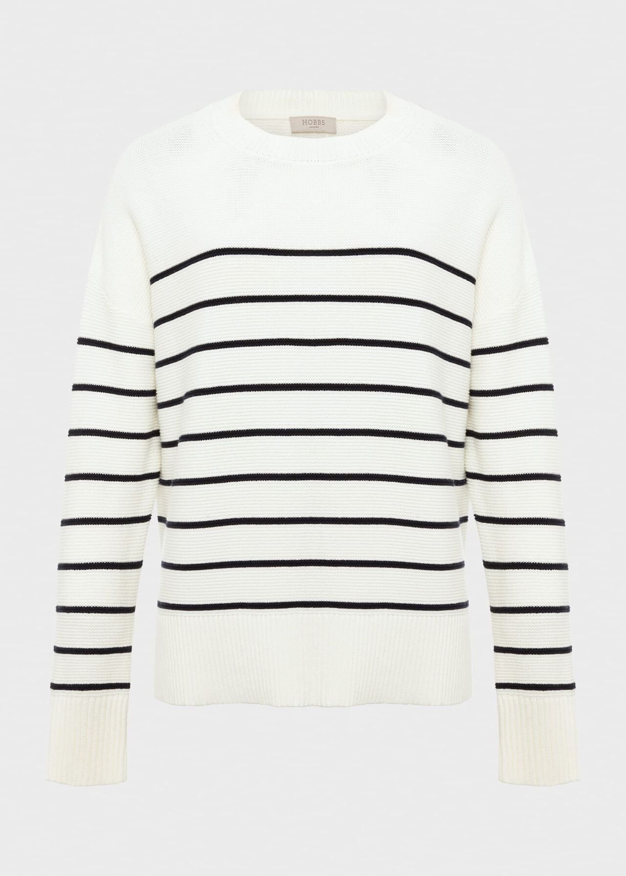 Ruby Cotton Button Jumper, Ivory Navy, hi-res