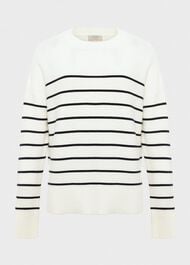 Ruby Cotton Button Sweater, Ivory Navy, hi-res