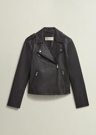 Darby Leather Jacket, Black, hi-res