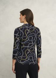 Aimee Printed Top, Navy Multi, hi-res