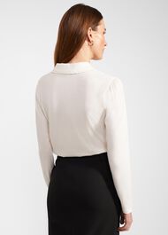 Philippa Cotton Blend Collared Top, Ivory, hi-res