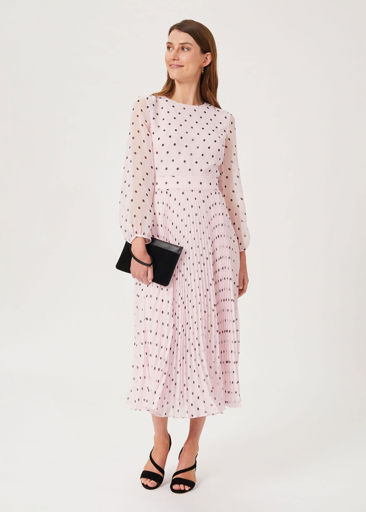Selena Spot Pleated Dress Hobbs 
