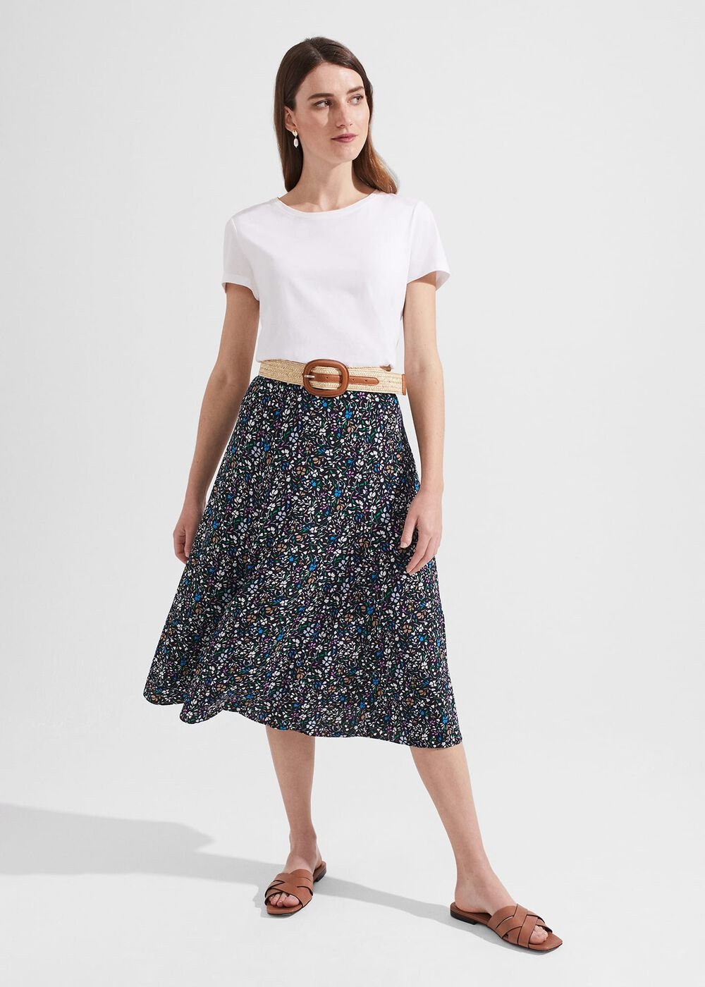 Anika Midi Skirt, Navy Multi, hi-res