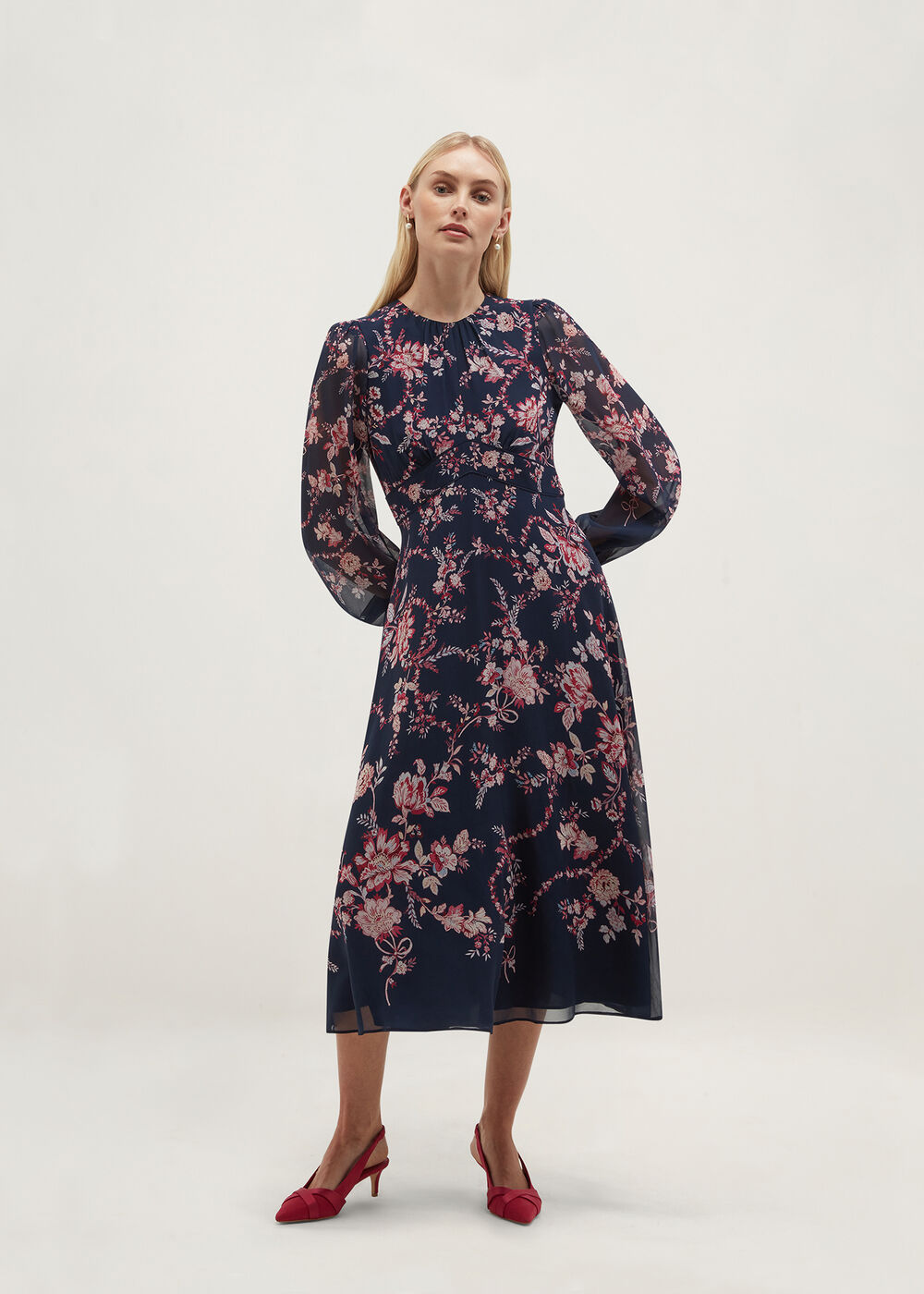 Petite Demi Floral Silk Dress