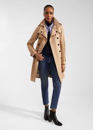 Skylar Shower Resistant Trench Coat, Tan, hi-res