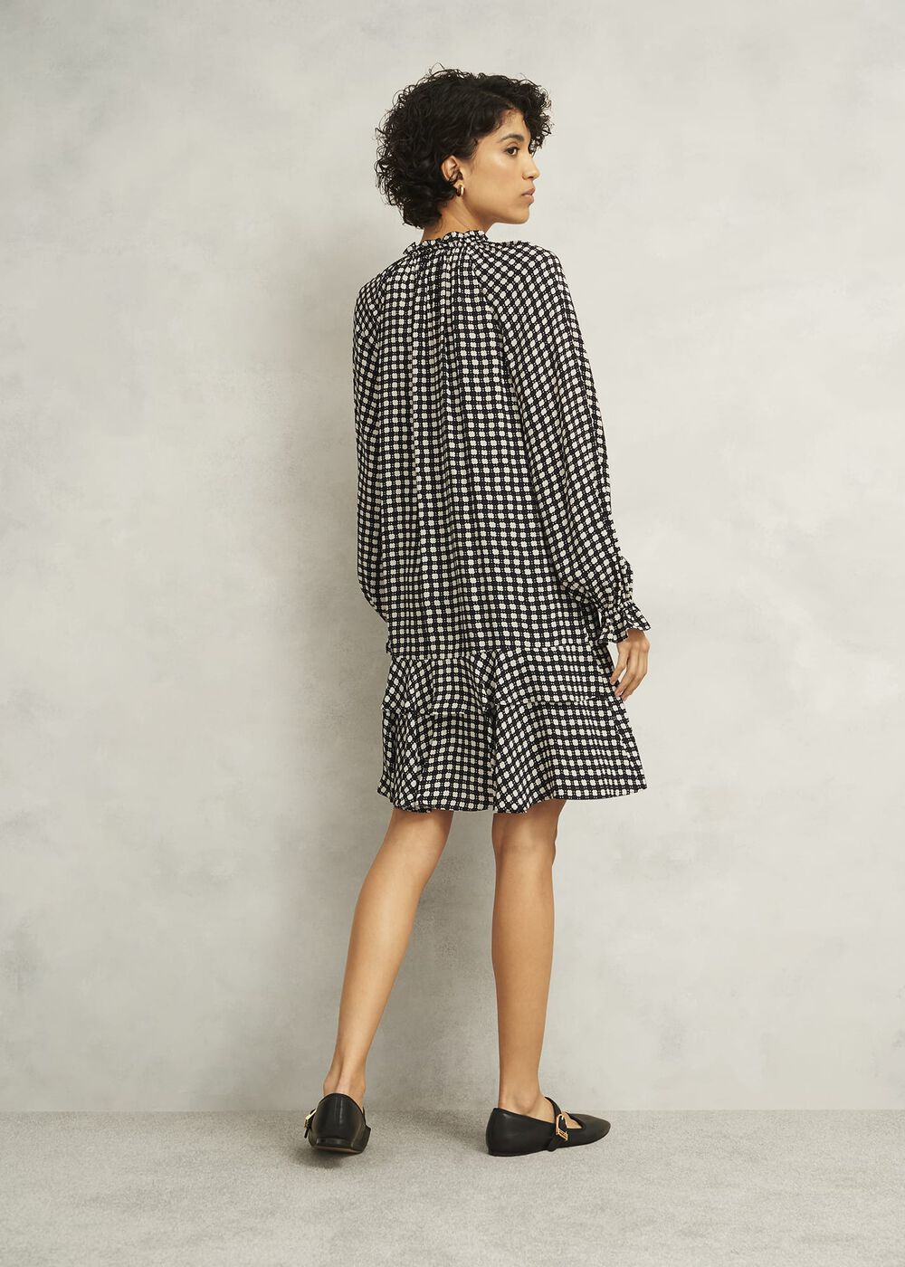 Hewlett Geo Mini Dress, Black Cream, hi-res