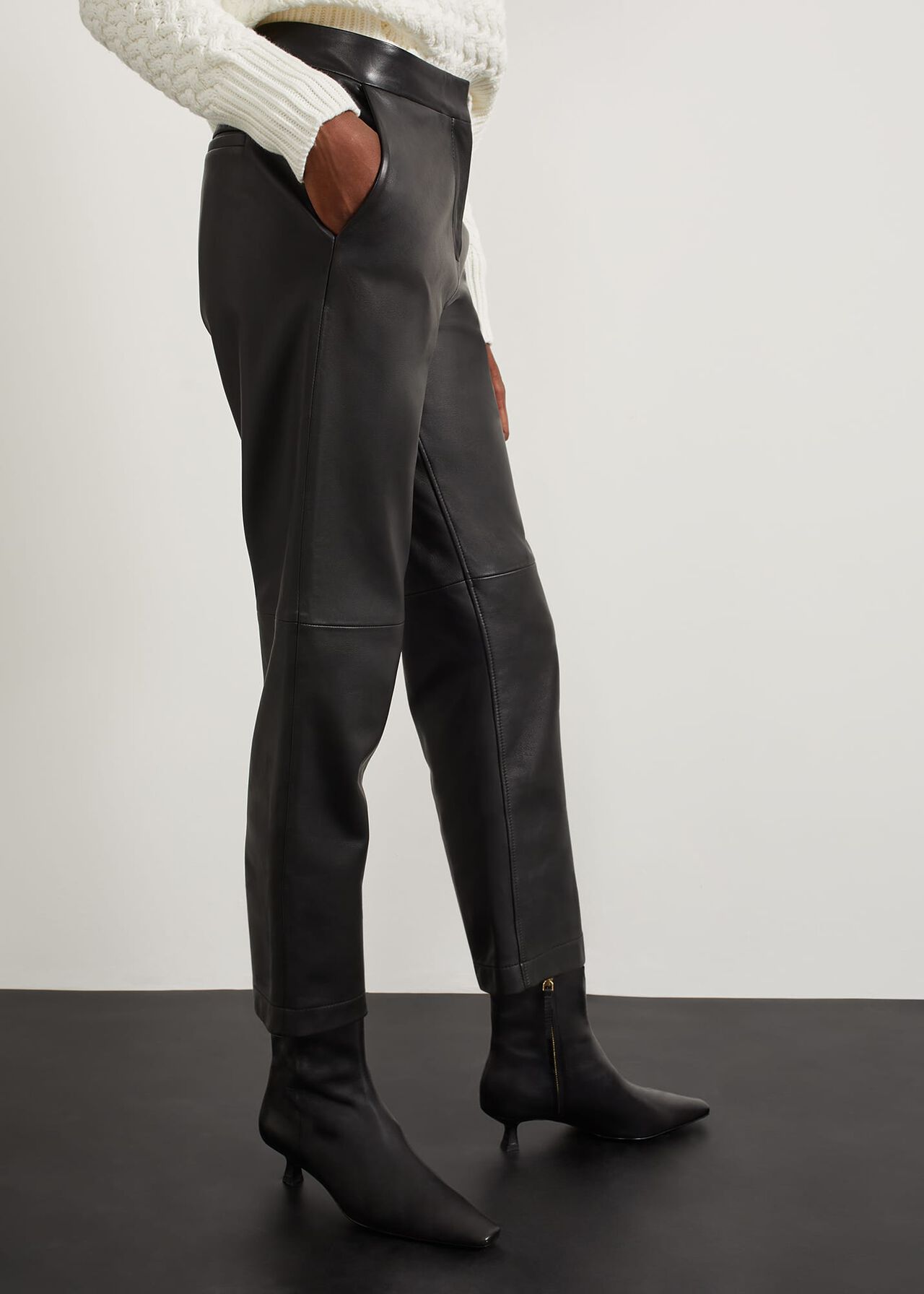 Kinsey Leather Trousers, Black, hi-res