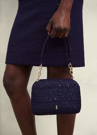 Milan Tweed Clutch Bag, Midnight, hi-res