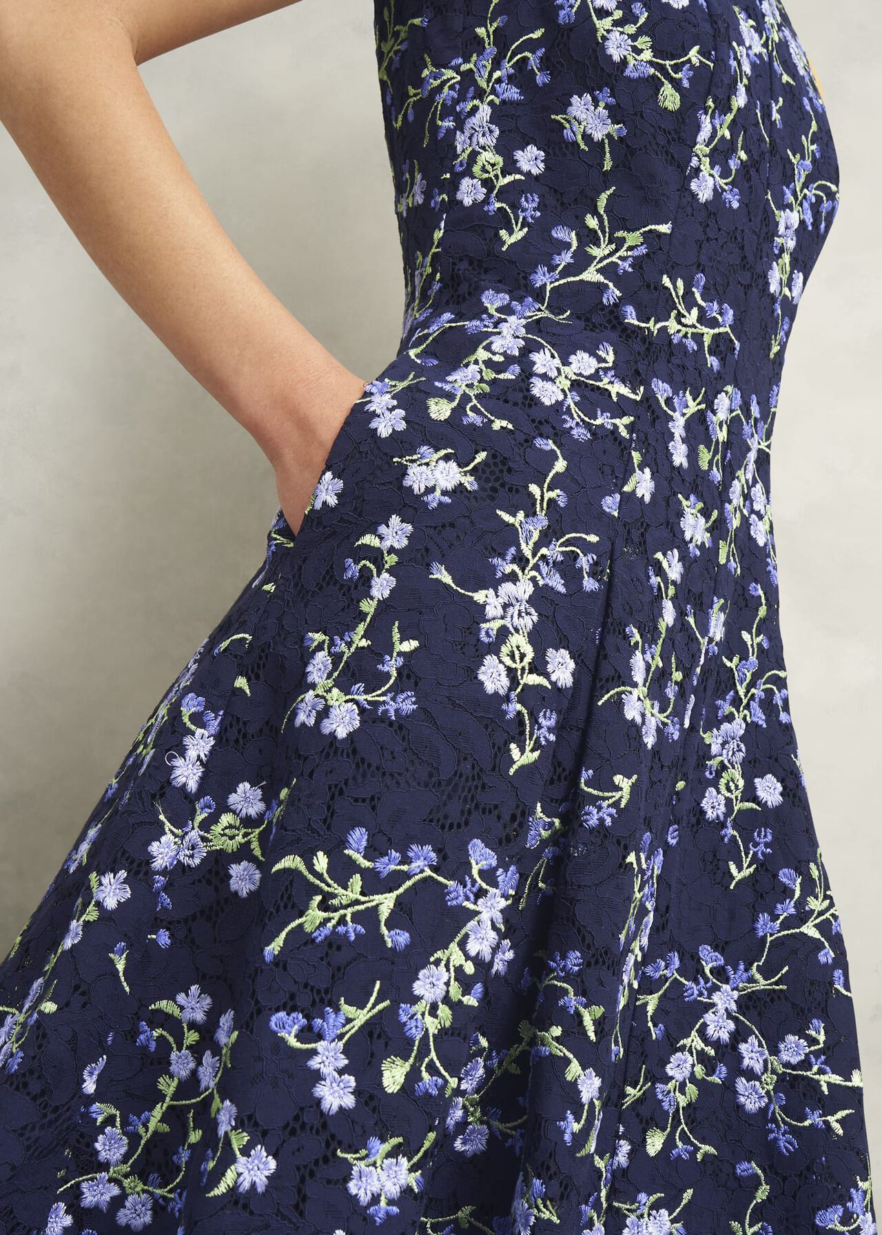 Petite Ria Embroidered Floral Dress, Midnight Multi, hi-res