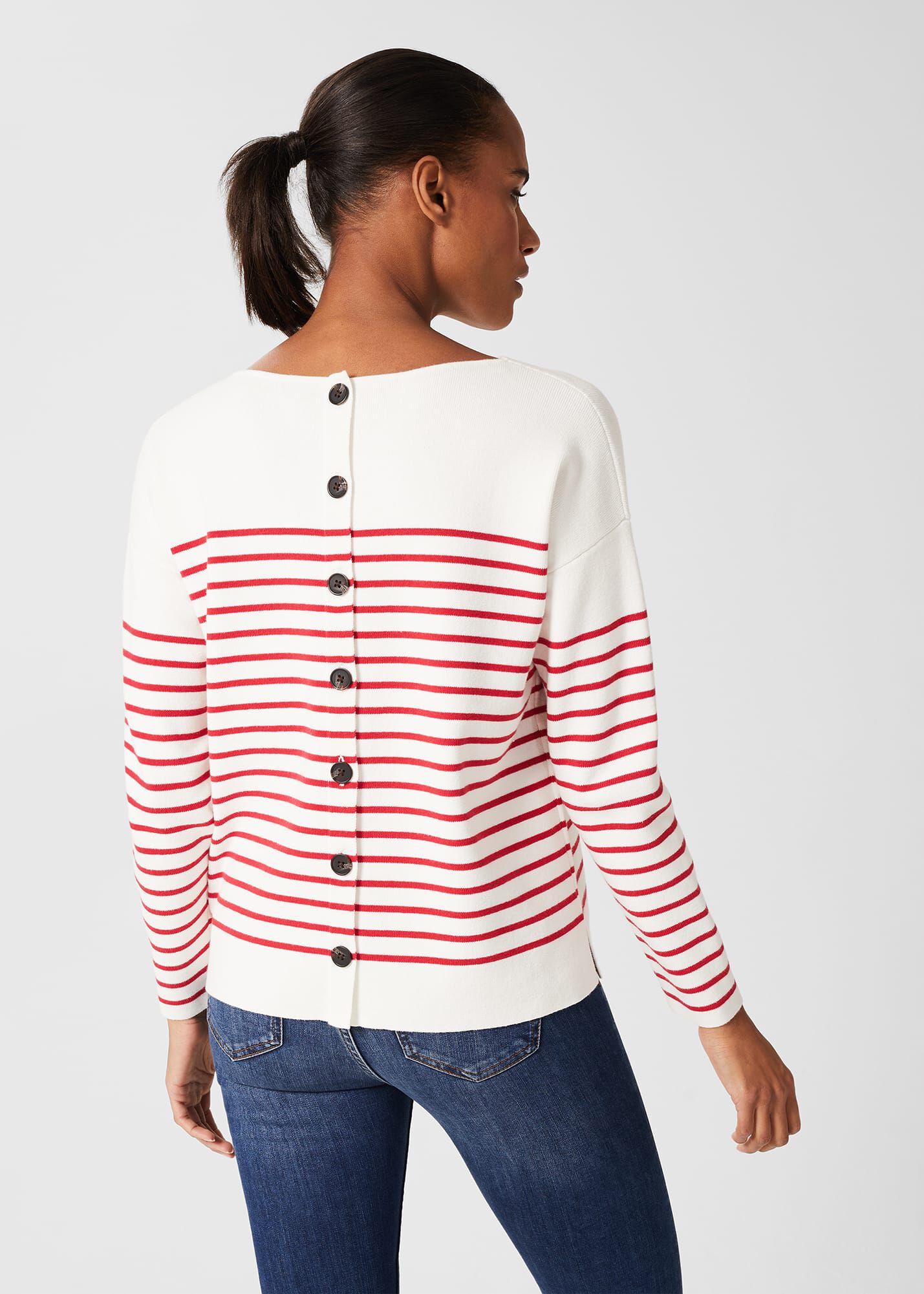 Womens Clothing Jumpers and knitwear Jumpers Hobbs Cotton Petra Striped Jumper in Ivory Red Red 