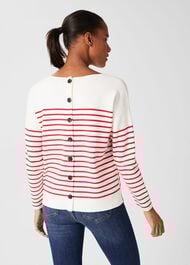 Petra Striped Jumper, Ivory Red, hi-res