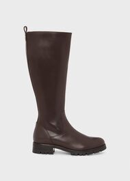 Kalani Leather Knee Boots, Dark Brown, hi-res