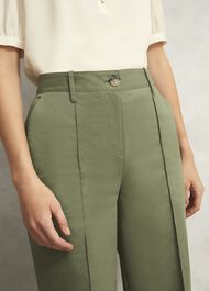 Dark Sage Green Kayley Cotton Pants, Dark Sage, hi-res