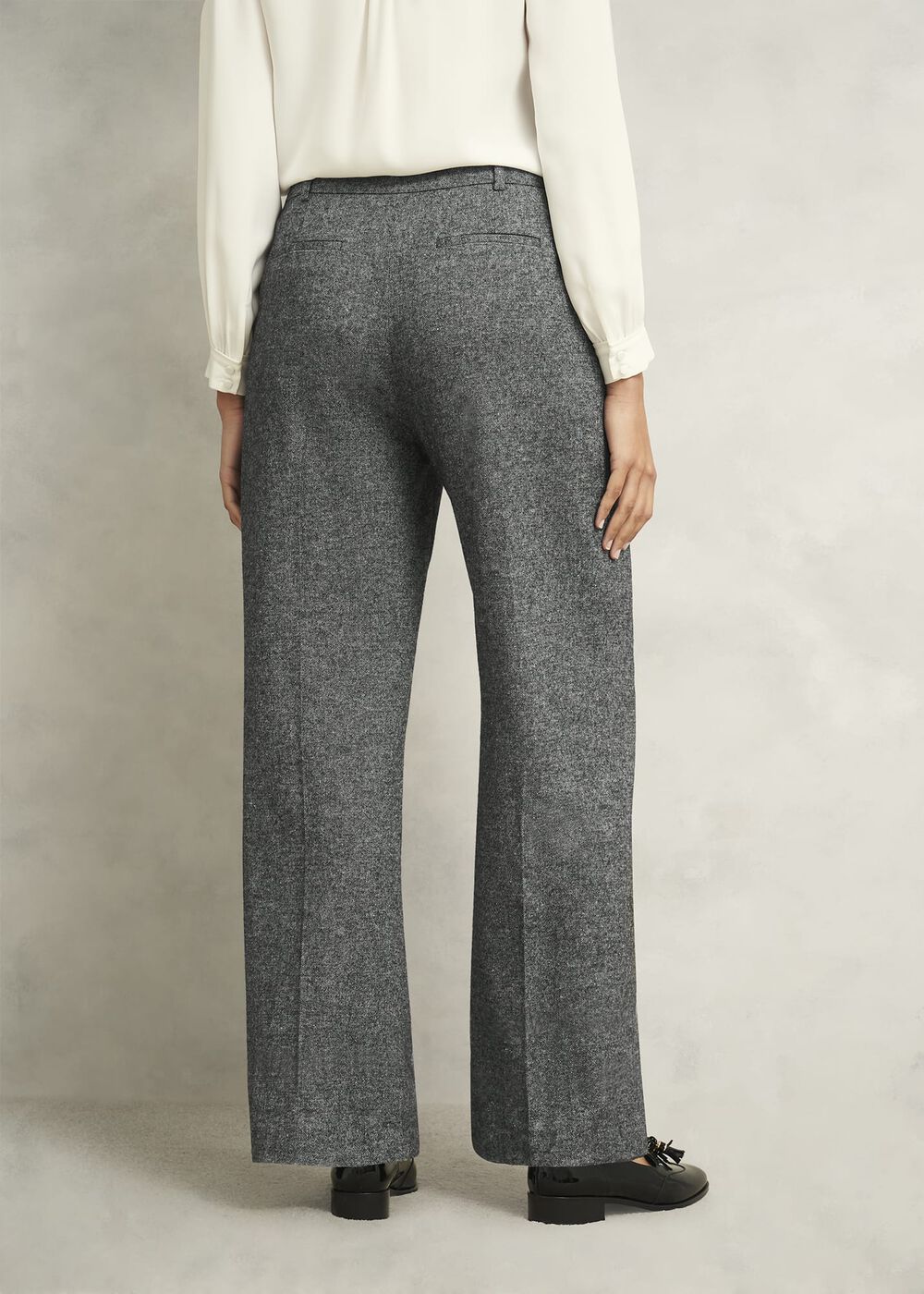 Emelie Wide Trousers With Wool, Black Ivory, hi-res