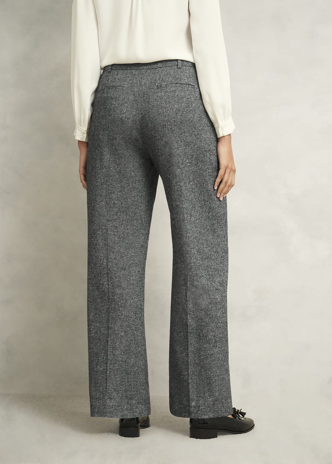 Emelie Wide Trousers With Wool, Black Ivory, hi-res