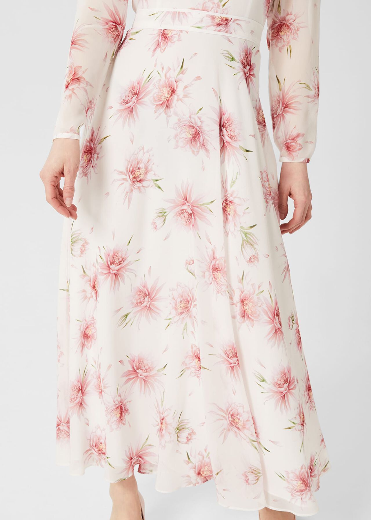Petite Rosabella Silk Floral Midi Dress, Ivory Multi, hi-res