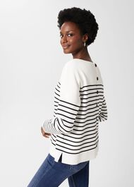 Petra Striped Jumper, Ivory Navy, hi-res