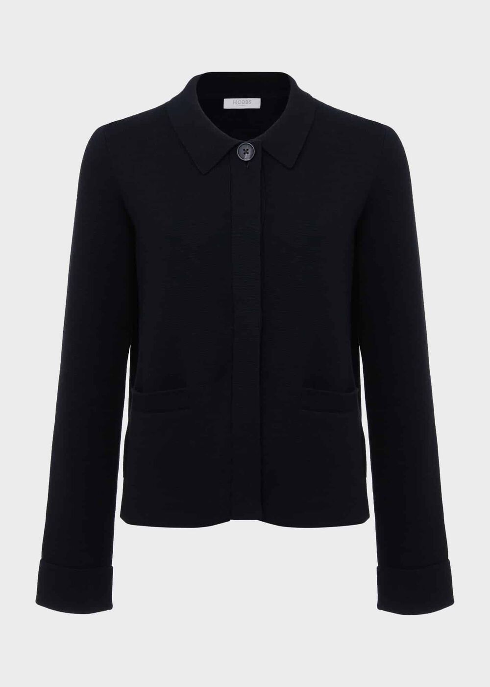 Dawn Cotton Wool Knitted Jacket, Black, hi-res