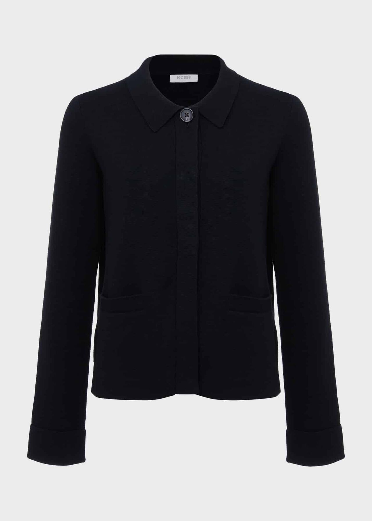 Dawn Cotton Wool Knitted Jacket, Black, hi-res