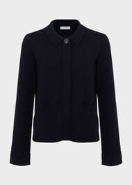 Dawn Cotton Wool Knitted Jacket, Black, hi-res
