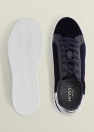 Cosima Velvet Trainer, Navy, hi-res