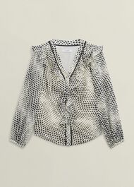 Rosana Ruffle Top, Cream Black, hi-res