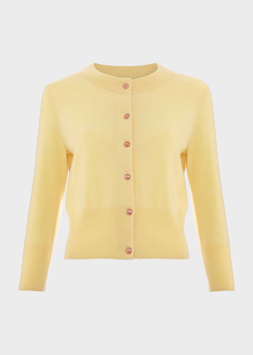 Tresco Wool Cashmere Cardigan, Lemon, hi-res