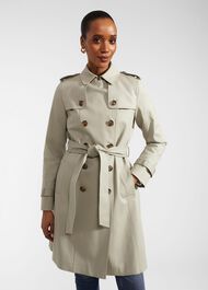 Petite Saskia Shower Resistant Trench Coat, Sage Green, hi-res