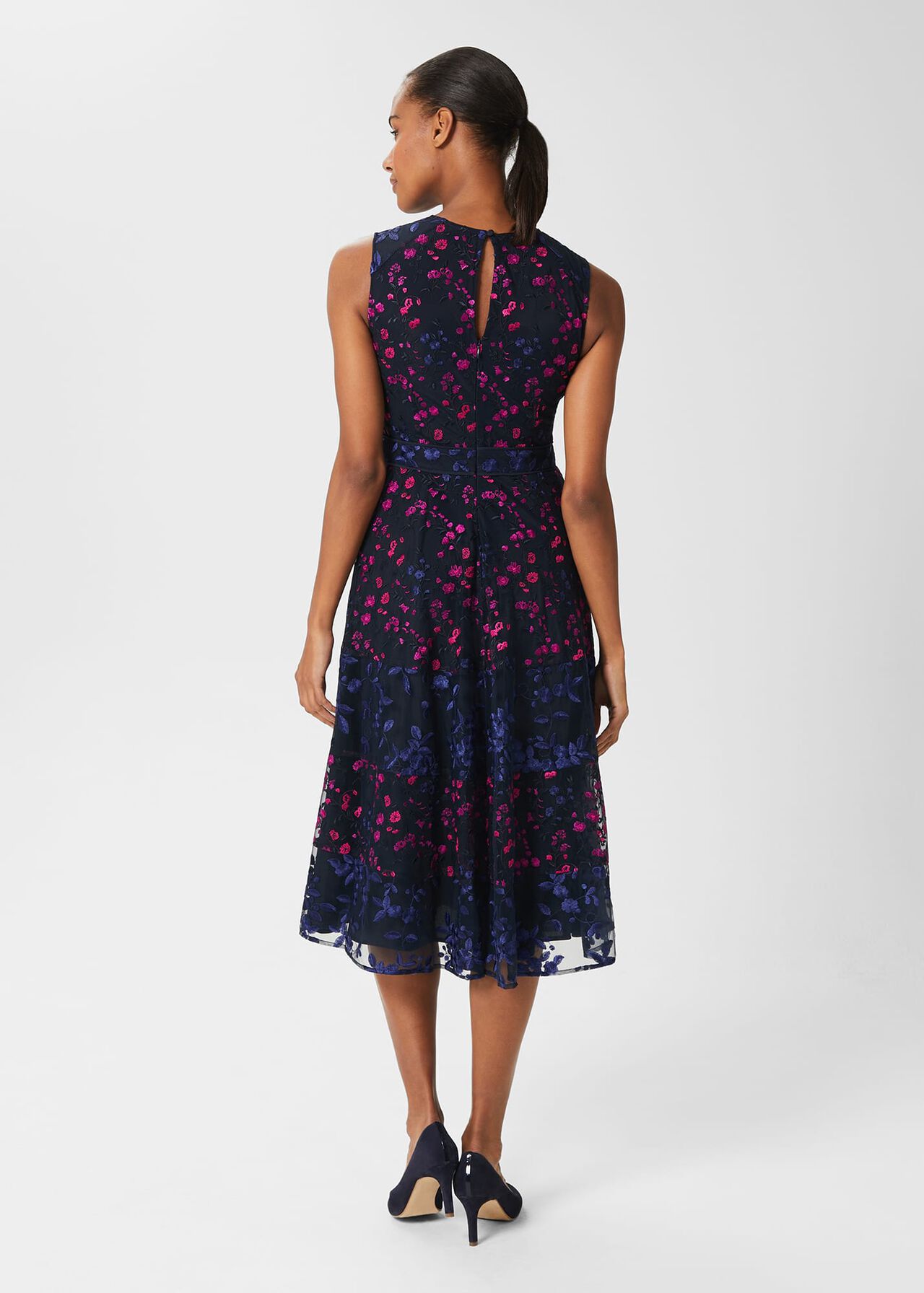 Kasia Floral Embroidered Dress, Navy Multi, hi-res