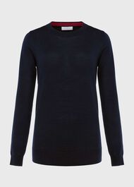 Penny Merino Wool Jumper, Navy, hi-res