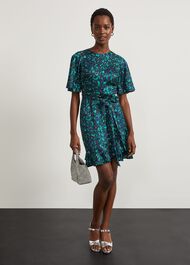 Adley Printed A Line Dress, Navy Multi, hi-res