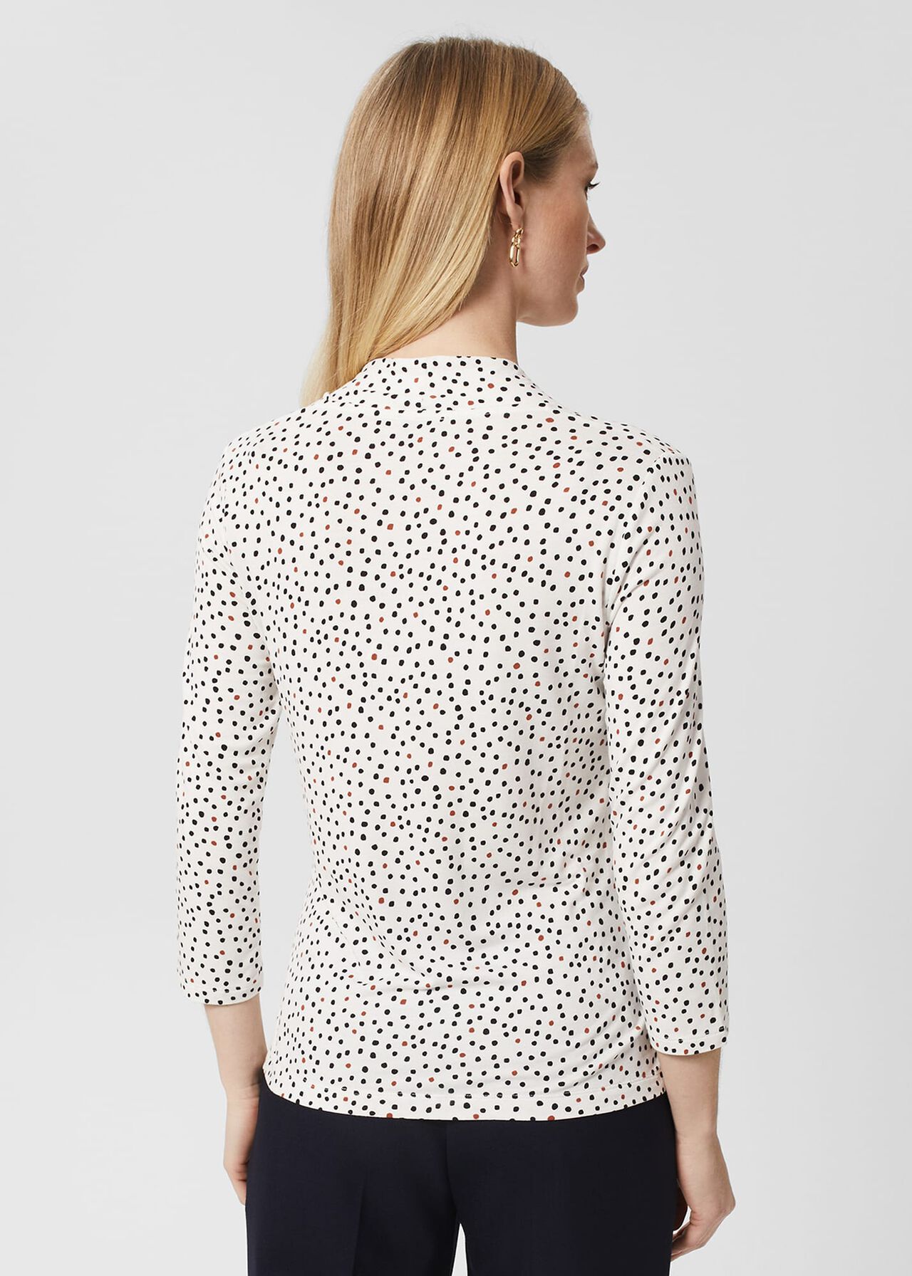 Aimee Printed Top, Ivory Black, hi-res