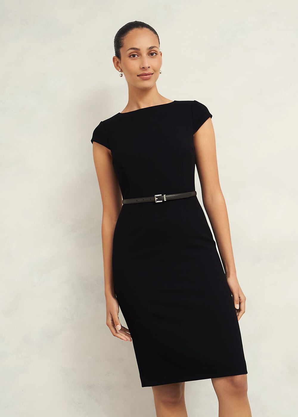 Norfolk Leather Belt, Black, hi-res