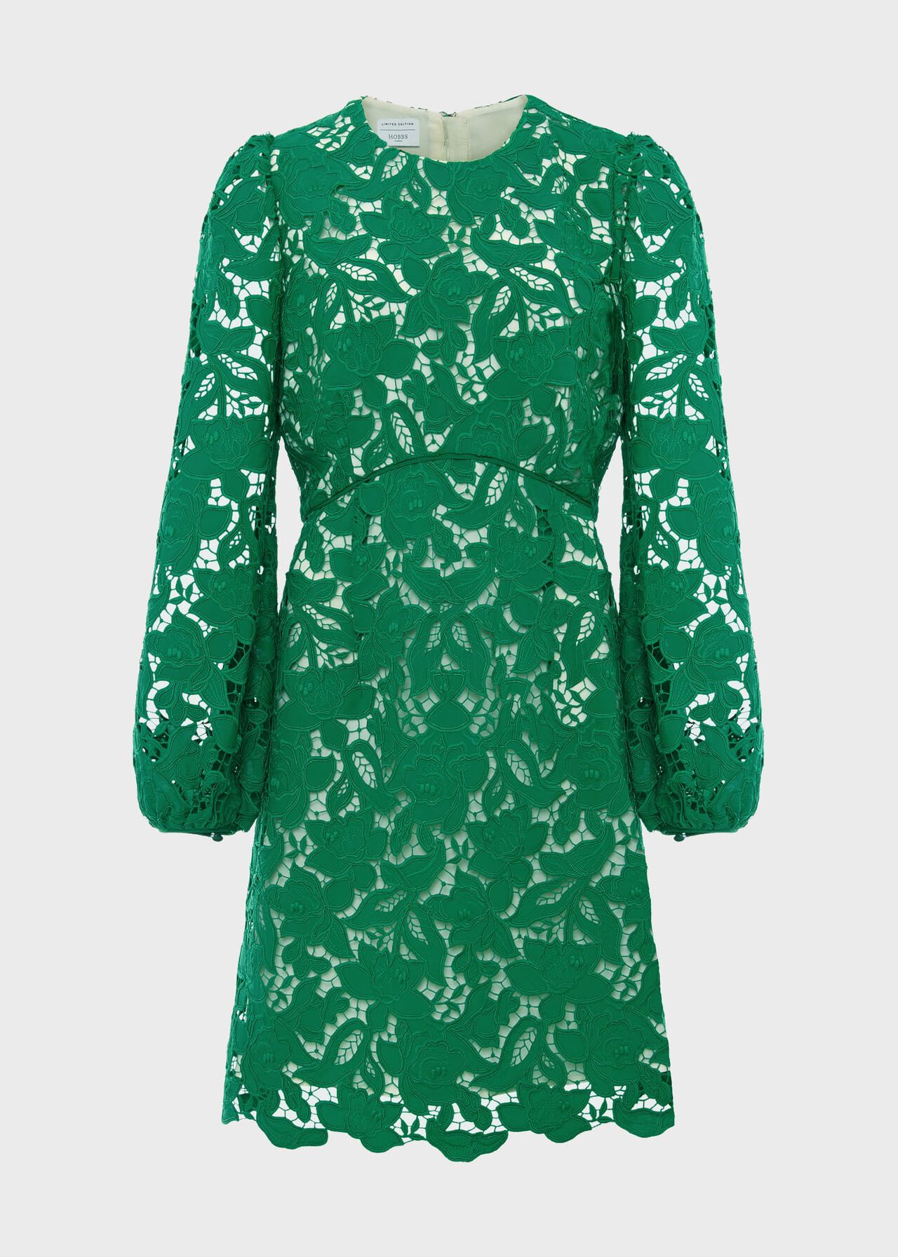 Kew Lace Mini Dress, Green Cream, hi-res