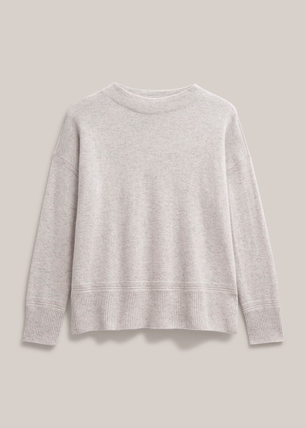 Carine Cashmere Jumper, Pale Grey Marl, hi-res