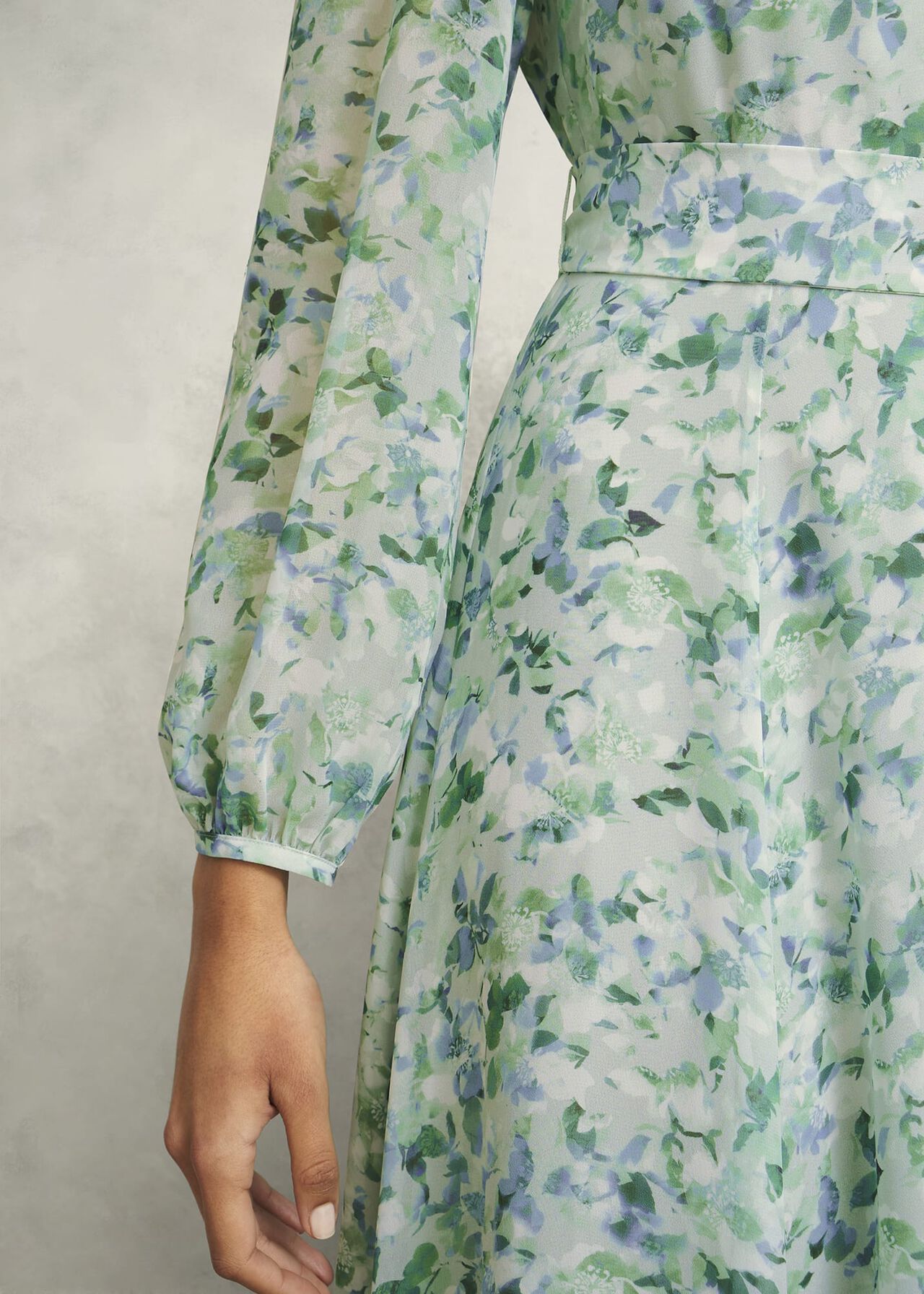 Thea Tie Belted Dress, Sage Green, hi-res