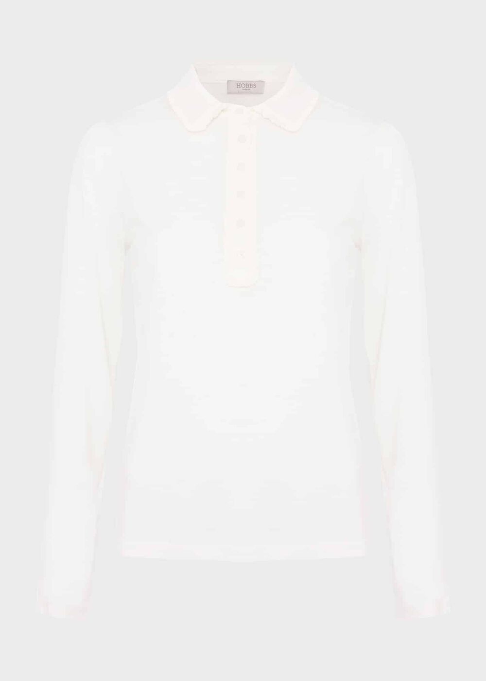 Philippa Cotton Blend Collared Top, Ivory, hi-res
