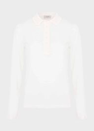 Philippa Cotton Blend Collared Top, Ivory, hi-res