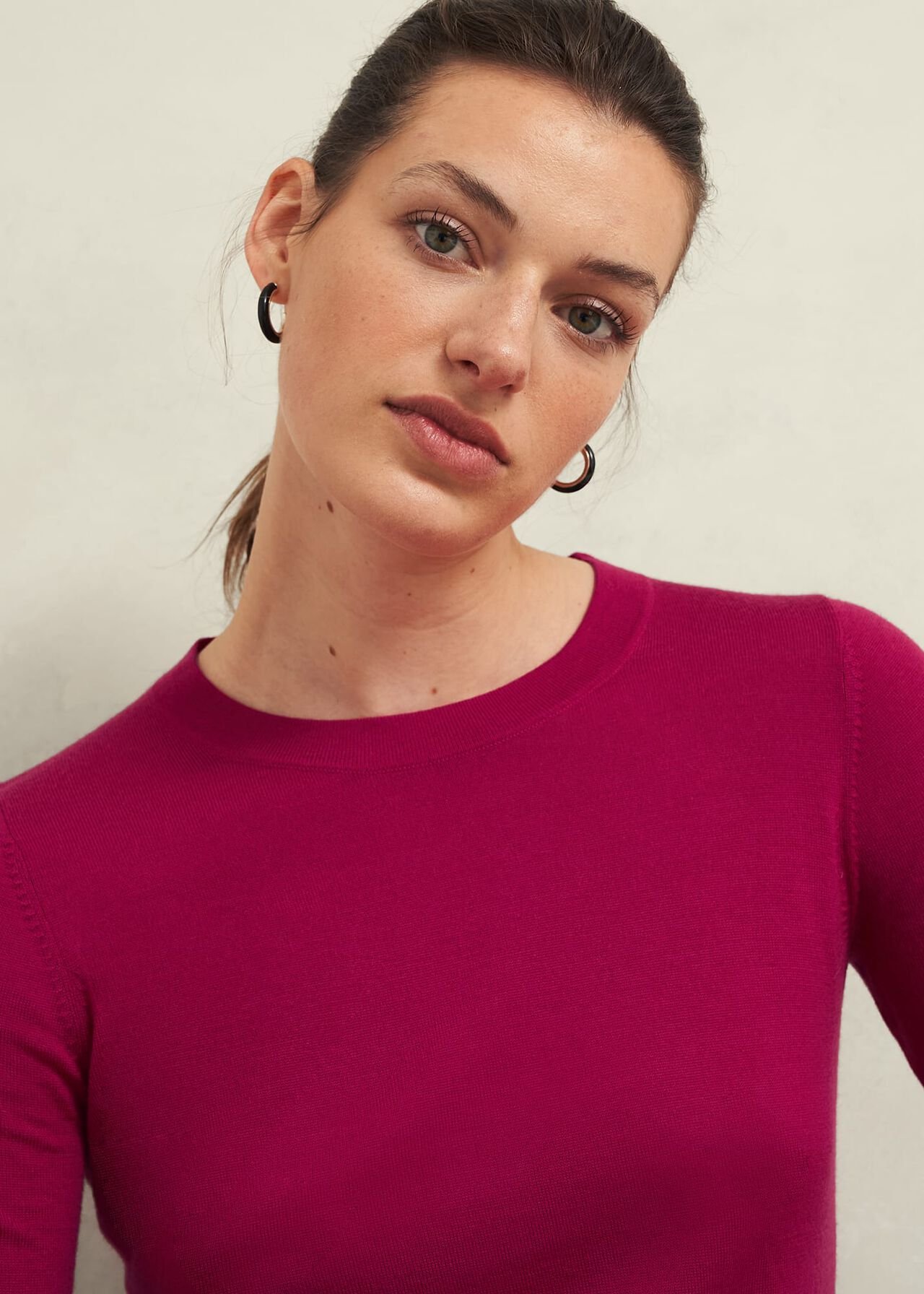 Penny Merino Wool Sweater, Cranberry Pink, hi-res