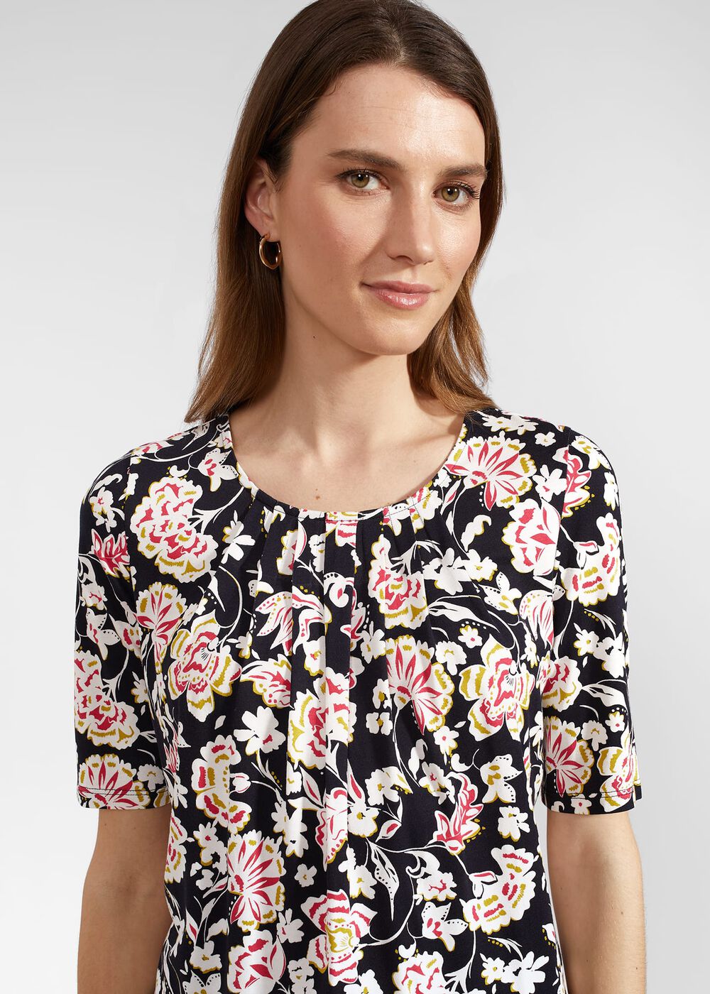 Jacqueline Print Top, Navy Damask, hi-res