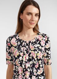 Jacqueline Print Top, Navy Damask, hi-res