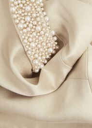Katherine Wool Silk Dress, Oyster, hi-res