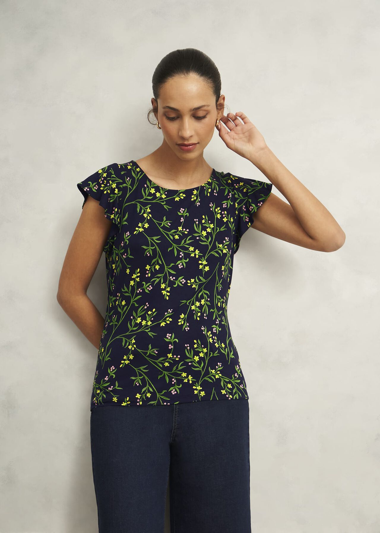Nessie Printed Top, Navy Multi, hi-res