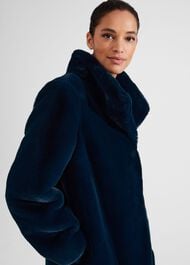 Maddox Faux Fur Coat, Steel Blue, hi-res